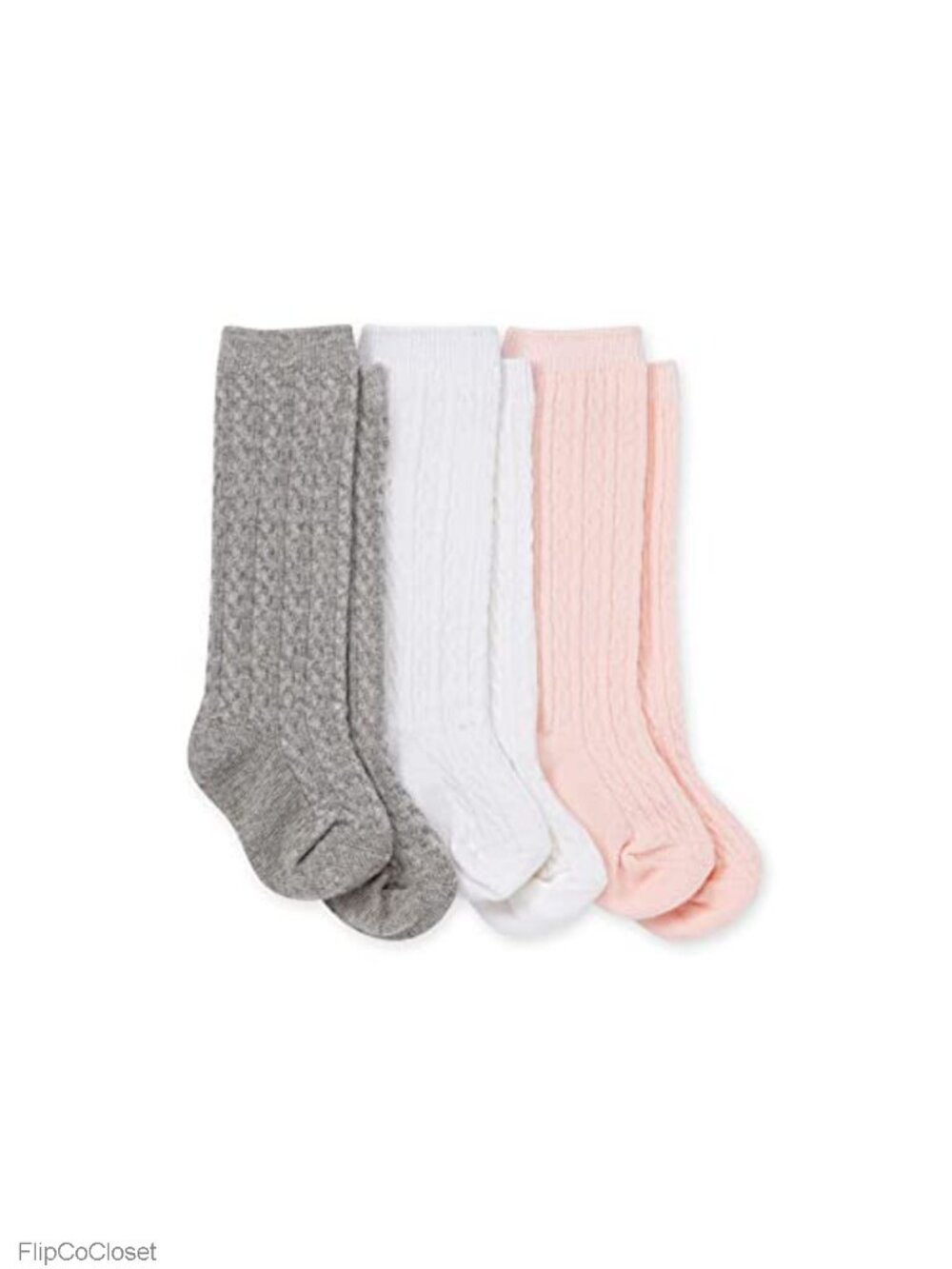 Organic Cotton Cable Knit Knee-High Socks Set of 3 Baby Girls